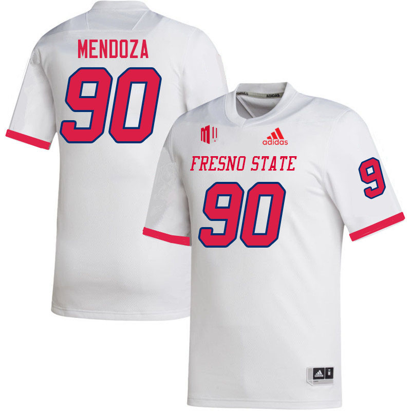 Men #90 Dupre Mendoza Fresno State Bulldogs College Football Jerseys Stitched Sale-White - Click Image to Close